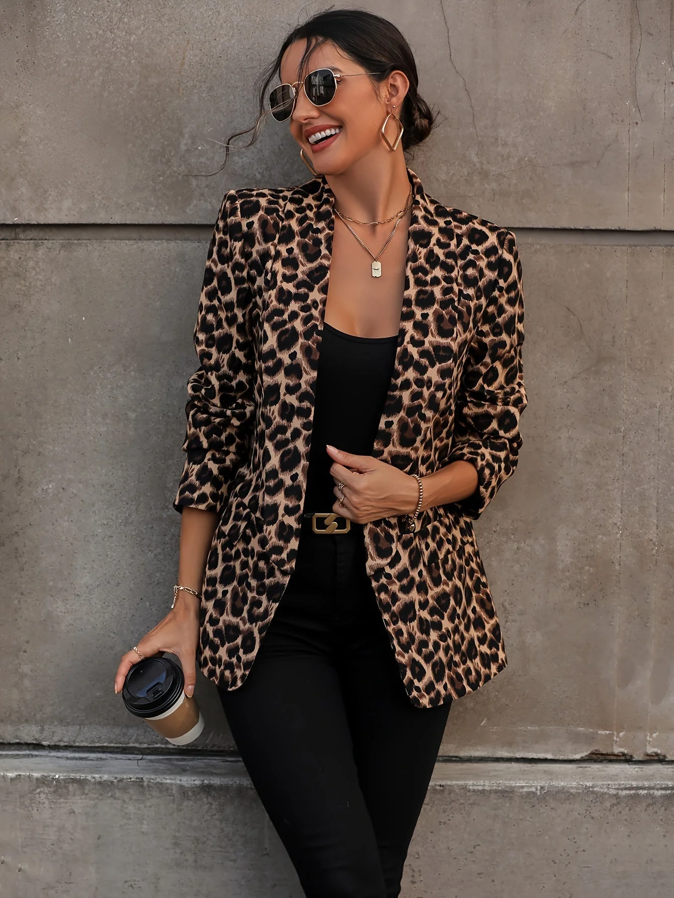 Arely® | Elegant Business Long Blazer With Leopard Print For All Seasons - Image 4