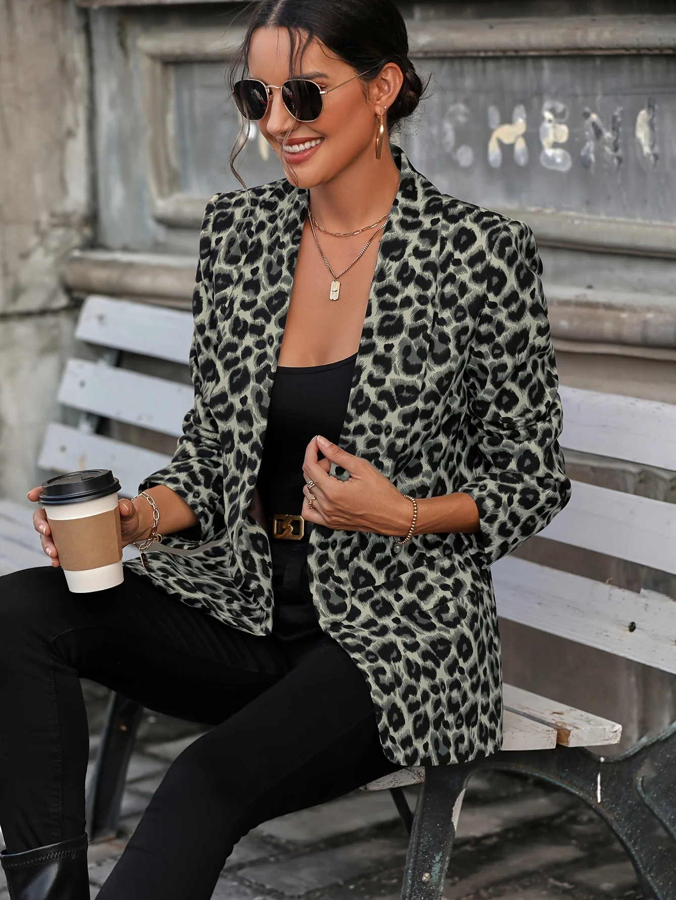 Arely® | Elegant Business Long Blazer With Leopard Print For All Seasons - Image 7