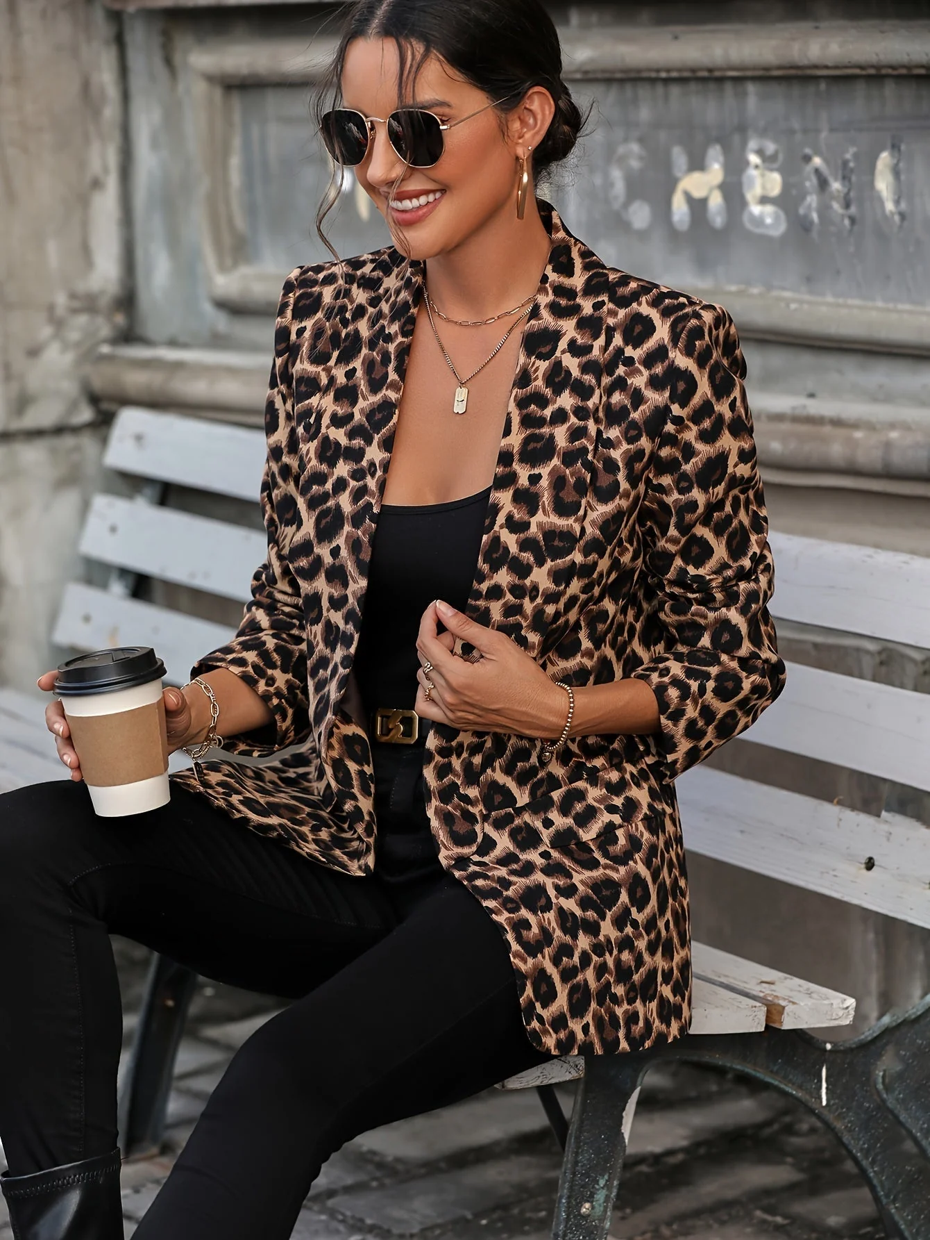 Arely® | Elegant Business Long Blazer With Leopard Print For All Seasons - Image 9