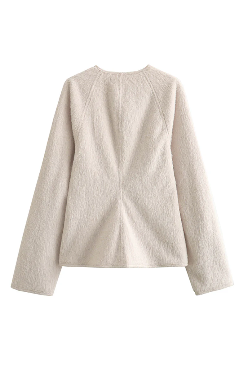 Ariadna | Casual solid color patchwork V-neck outerwear - Image 5