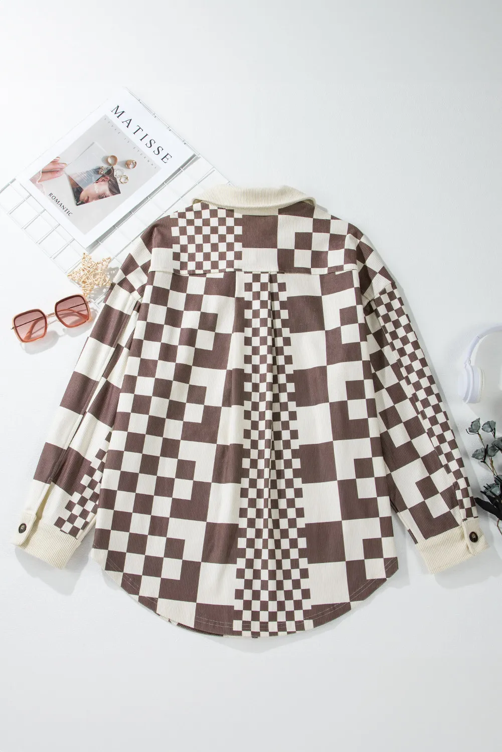 Ariadna | Checked button-down jacket with pockets and long sleeves - Image 4