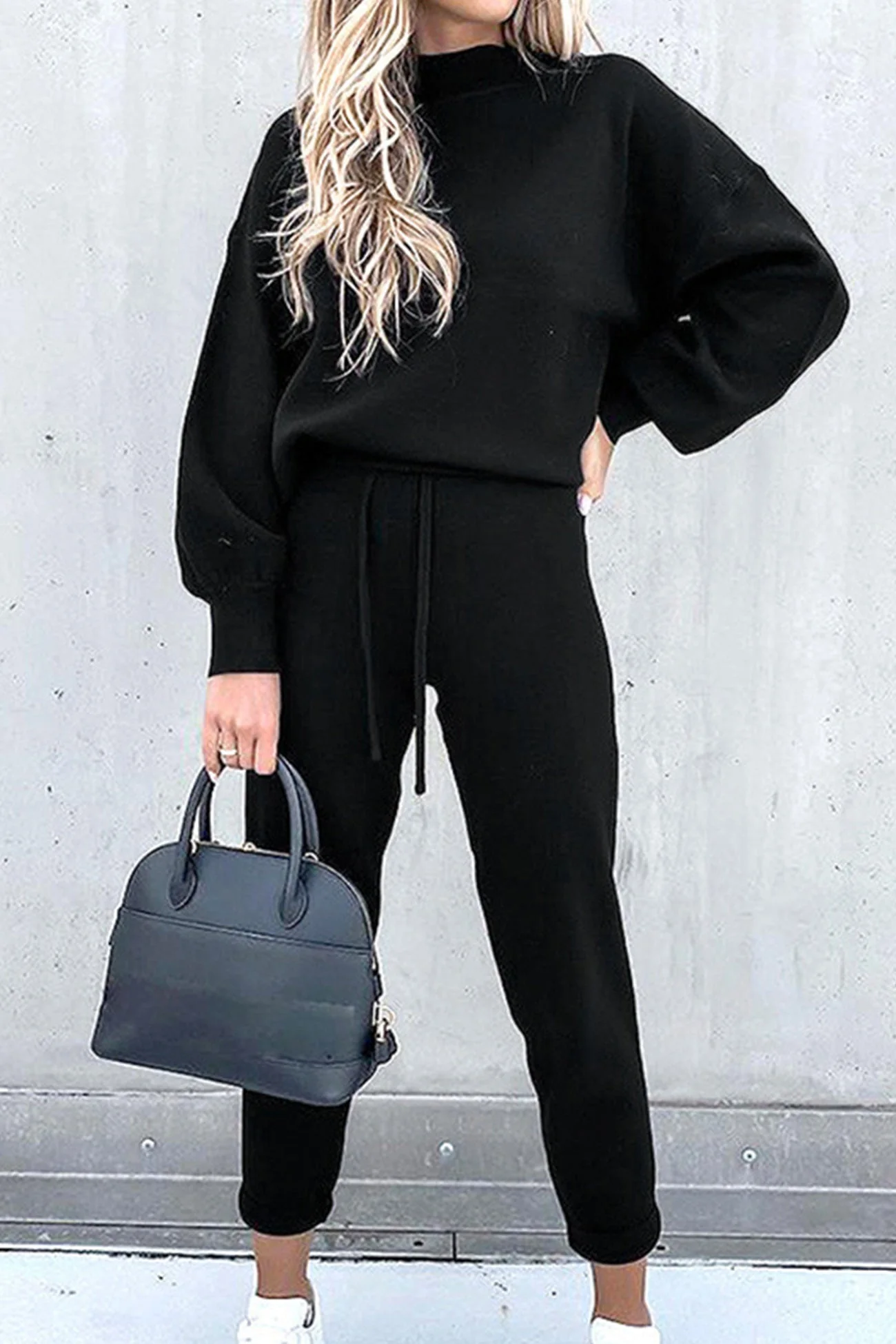 Astrid | Long sweatshirt pants suits with stand-up collar and puff sleeves - Image 11
