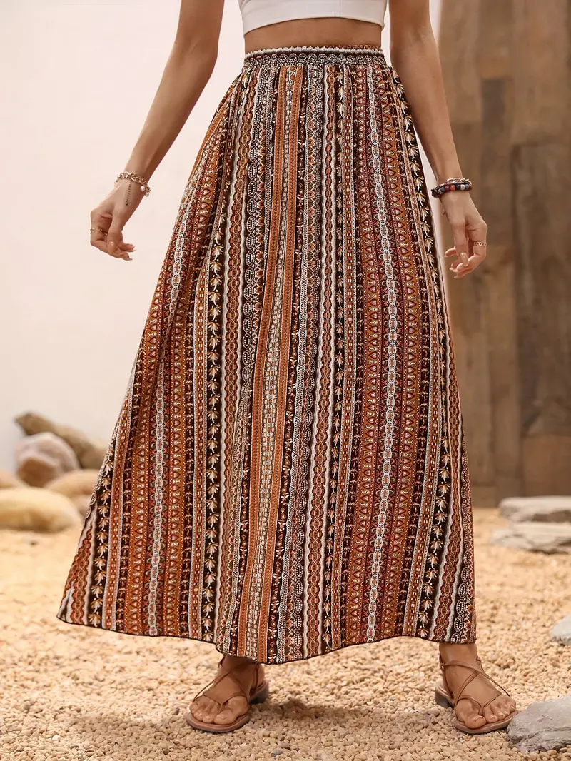 Aubrey® | Tribal Print Flared Skirt - Image 2