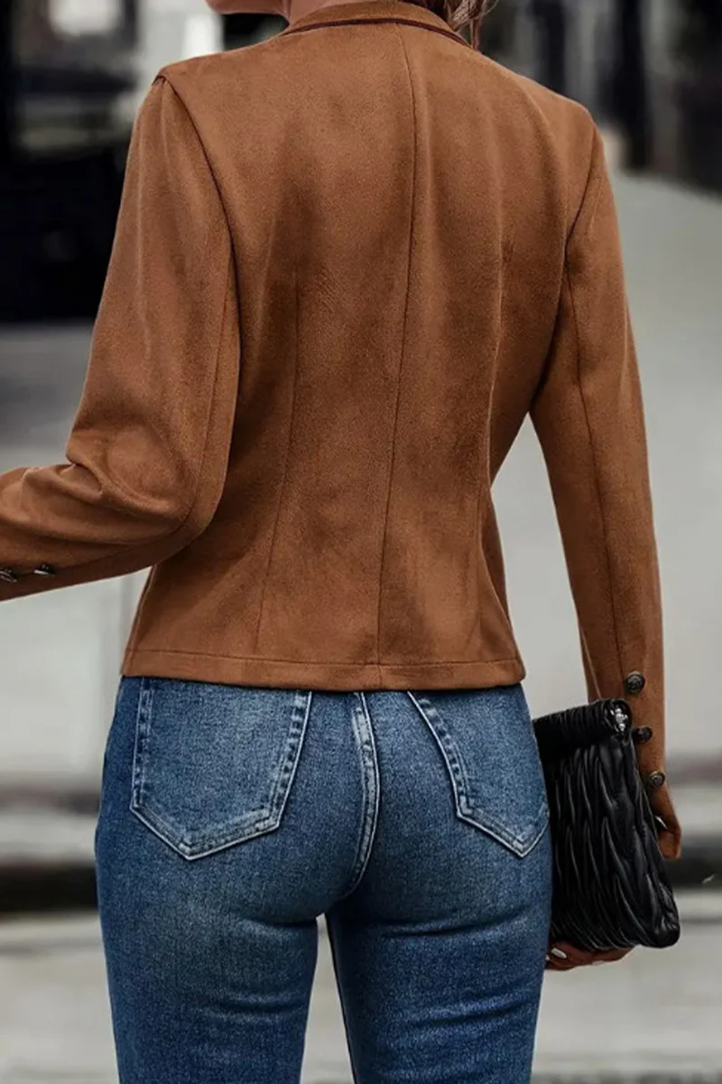 Augusta | Casual Street Solid Color Buttons Patchwork Half A Turtleneck Outerwear - Image 7