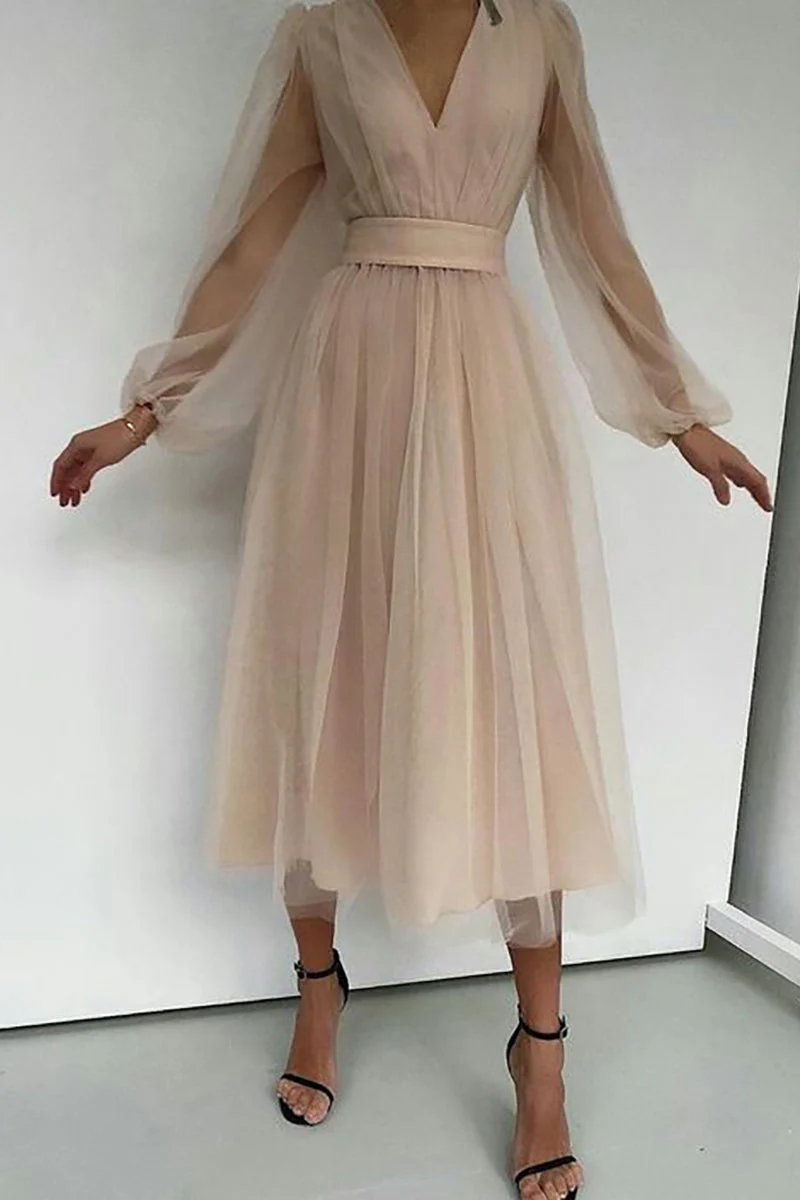 Aurelia® | Elegant Long-Sleeved Lace Dress With A V-Neckline