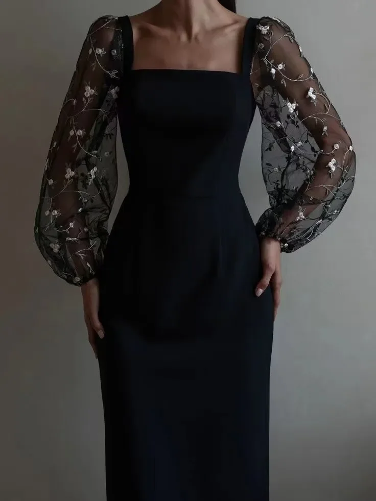 Aurora® | Evening And Party Dress With Square Neckline And Long Sleeves - Image 5