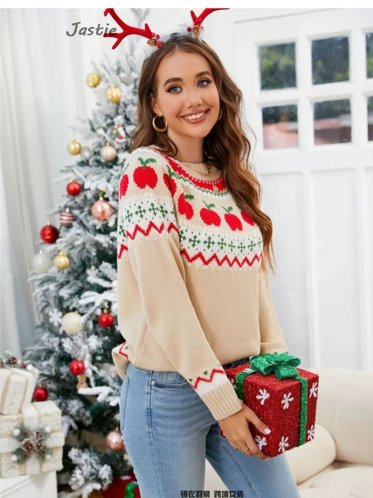 Aurora | Geometric women's sweater with apple pattern - Image 2