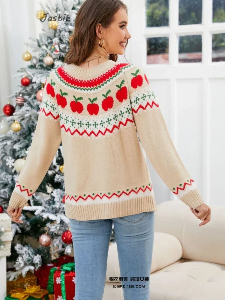 Aurora | Geometric women's sweater with apple pattern - Image 3