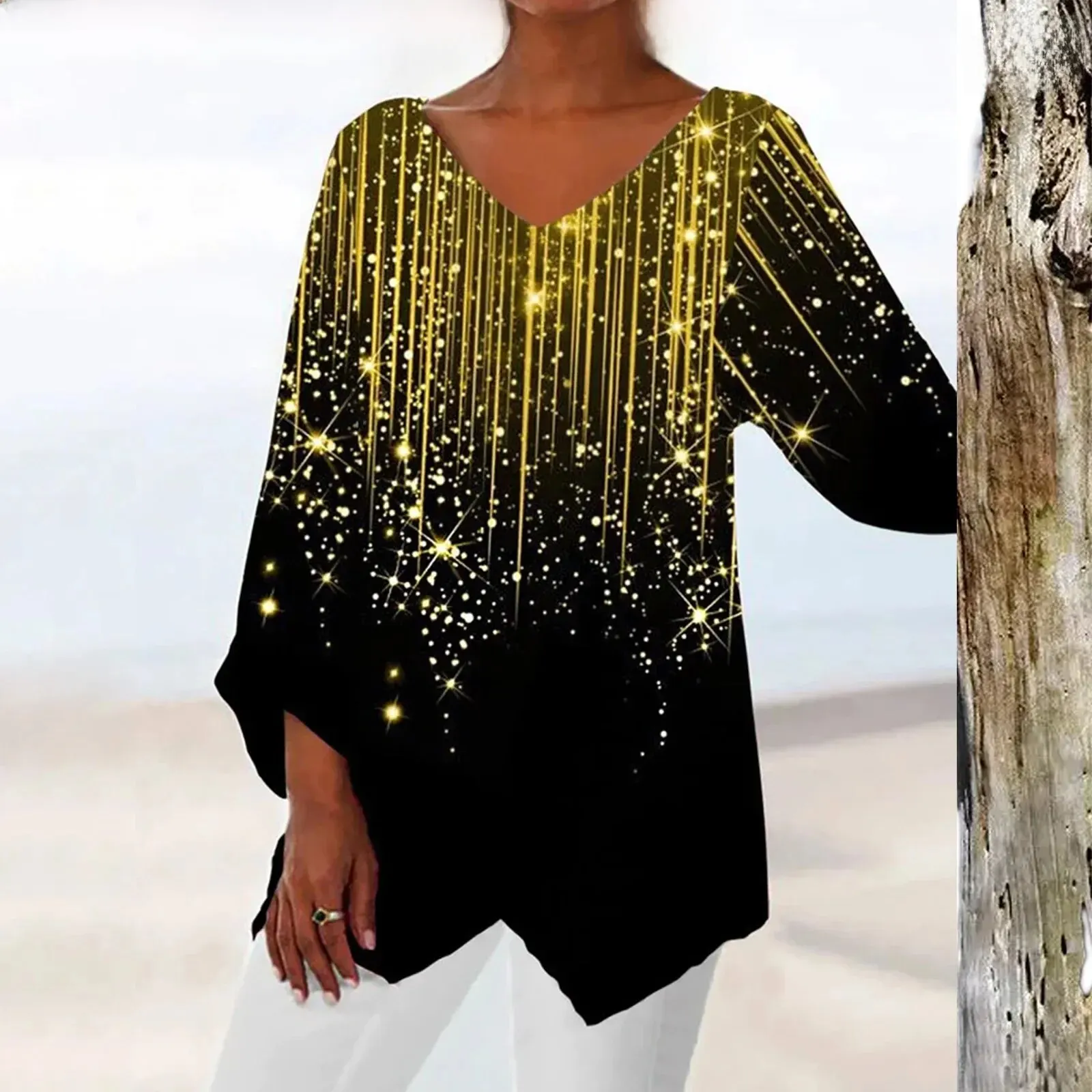 Azul® | Vintage V-neck women's blouse - Image 4