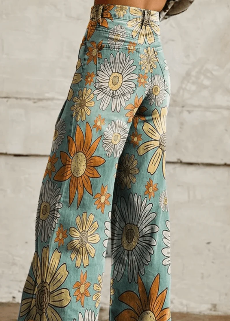 Baltazara® | Vintage Floral Pattern Wide Leg Pants - Image 2