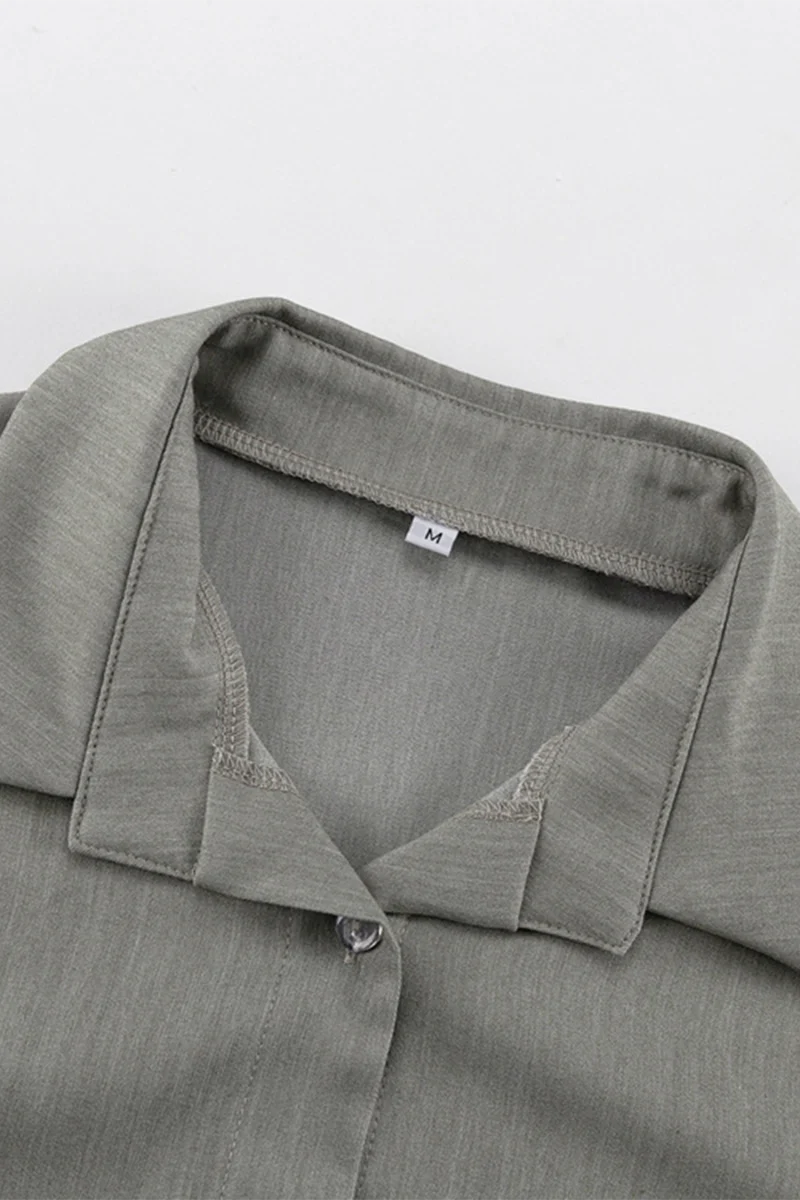 Barbara | Casual daily solid color patchwork turn-down collar long sleeve two piece - Image 8