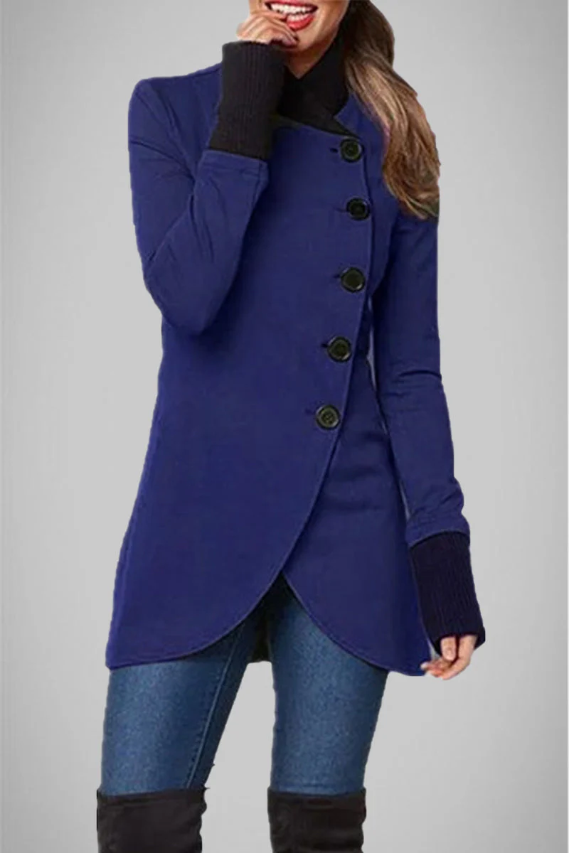 Barbara | Elegant college outerwear with solid color buttons and POLO collar