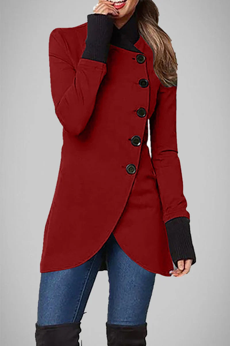 Barbara | Elegant college outerwear with solid color buttons and POLO collar - Image 6