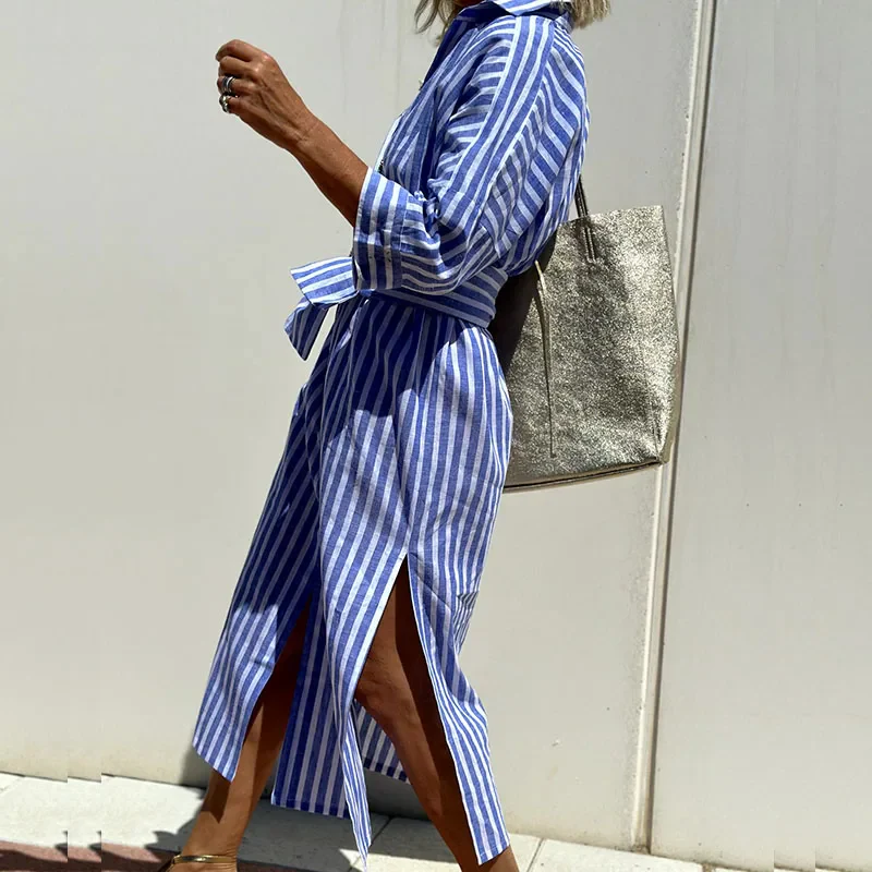 Bárbara® | Elegant Striped Blouse Dress - Image 4