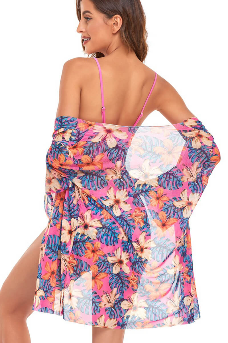 Barbe® | Blouse And Pink Floral Beach Bikini Set - Image 3