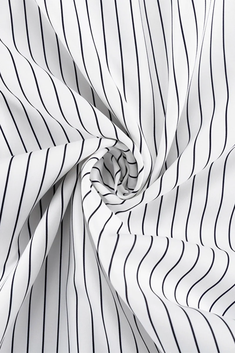 Bea | Street elegant stripe print, buttons, slit, contrast, reversible collar, long sleeves, two piece - Image 11