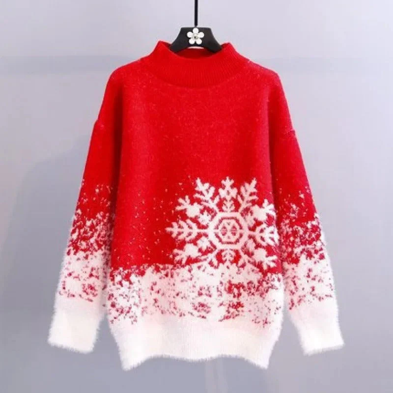 Beata | Soft sweater with a snowflake print - Image 2