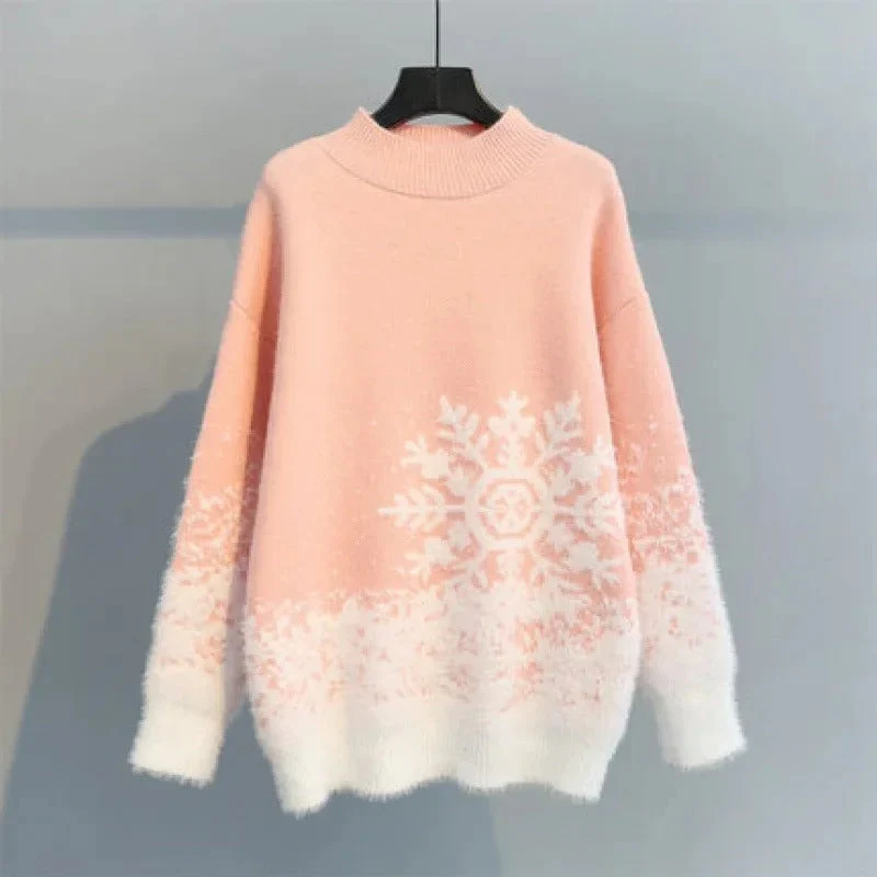 Beata | Soft sweater with a snowflake print - Image 3