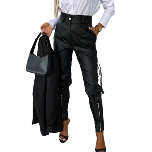 Beata® | Women'S Leather Cargo Trousers Chic - Image 5