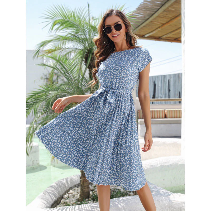 Begoña® | Women'S Floral Midi Dress With Tie Belt - Image 7