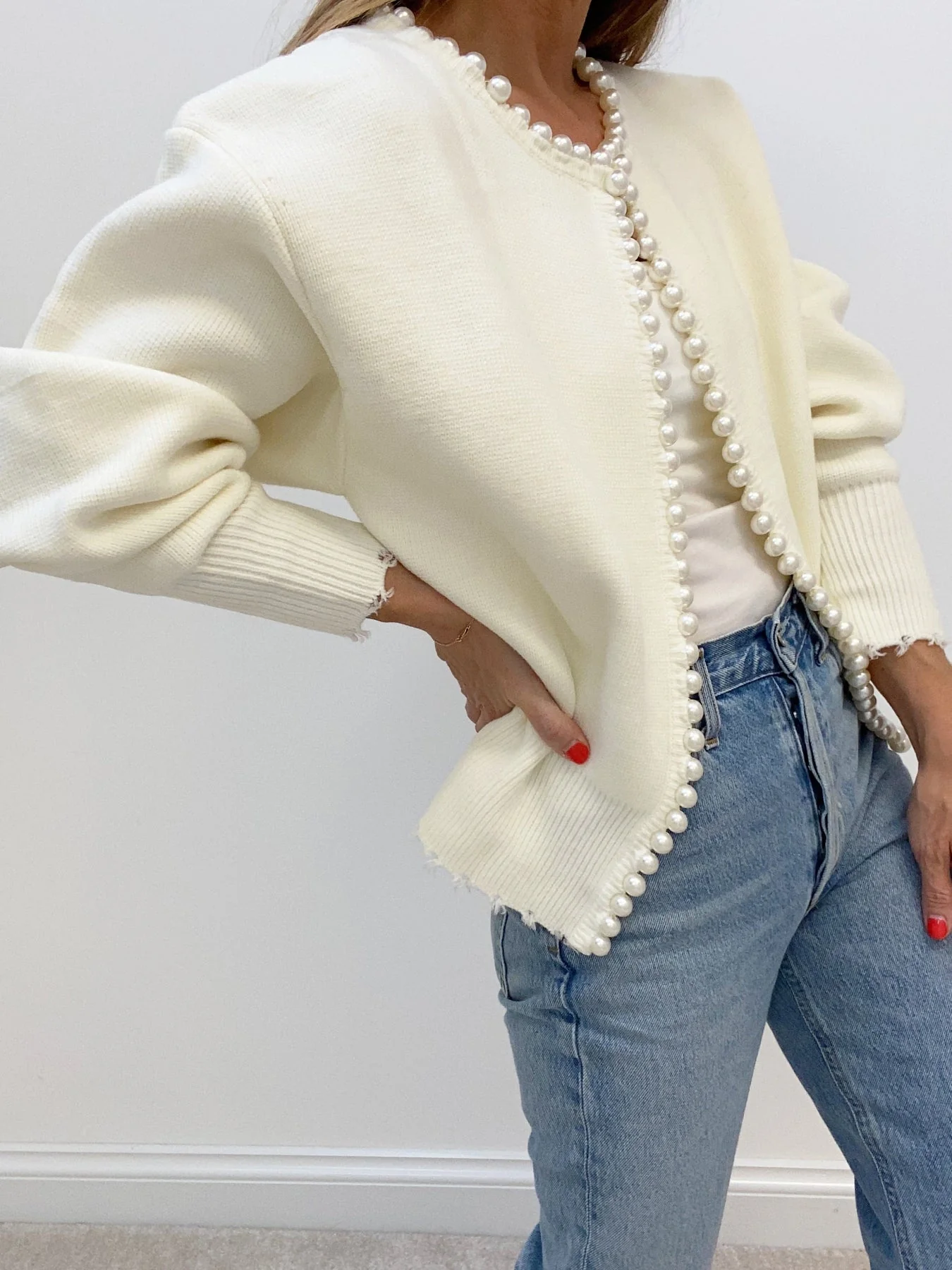 Belén | Beaded cardigan with ripped hem - Image 2