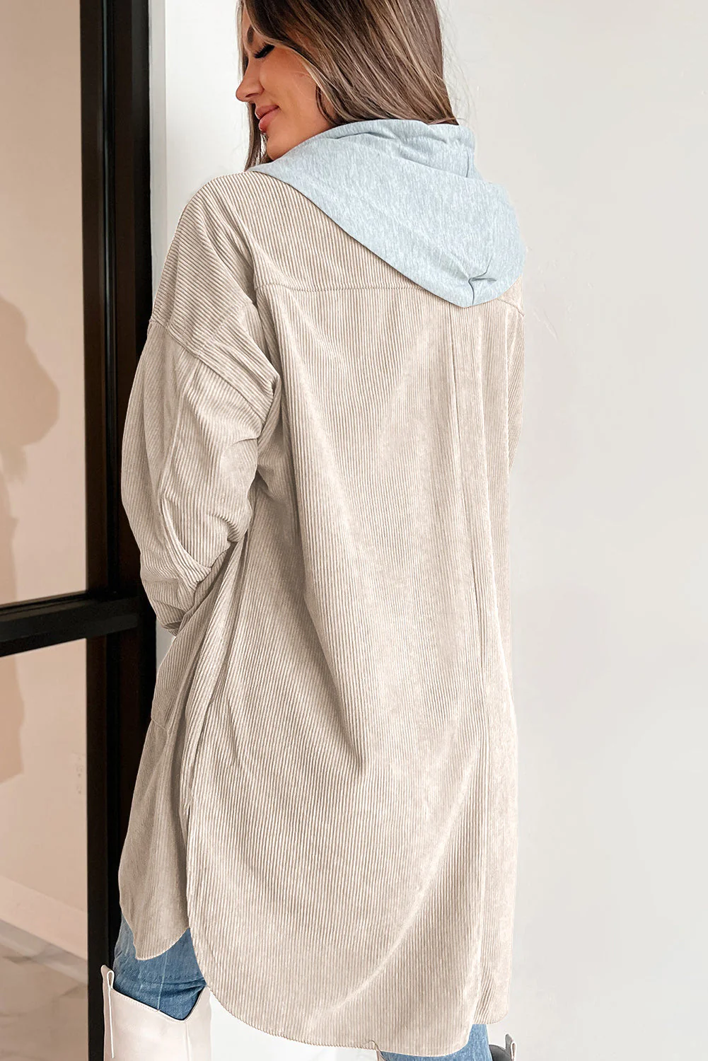 Belinda | Long sleeve hooded jacket with drawstring and buttons - Image 7