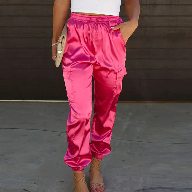 Belle® | Elegant Cargo Trousers With A Satin Shimmer - Image 8