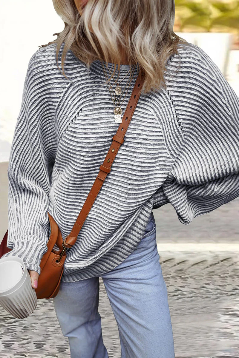 Bernadette | Casual everyday sweaters with a striped structure and contrasting O-neck - Image 6