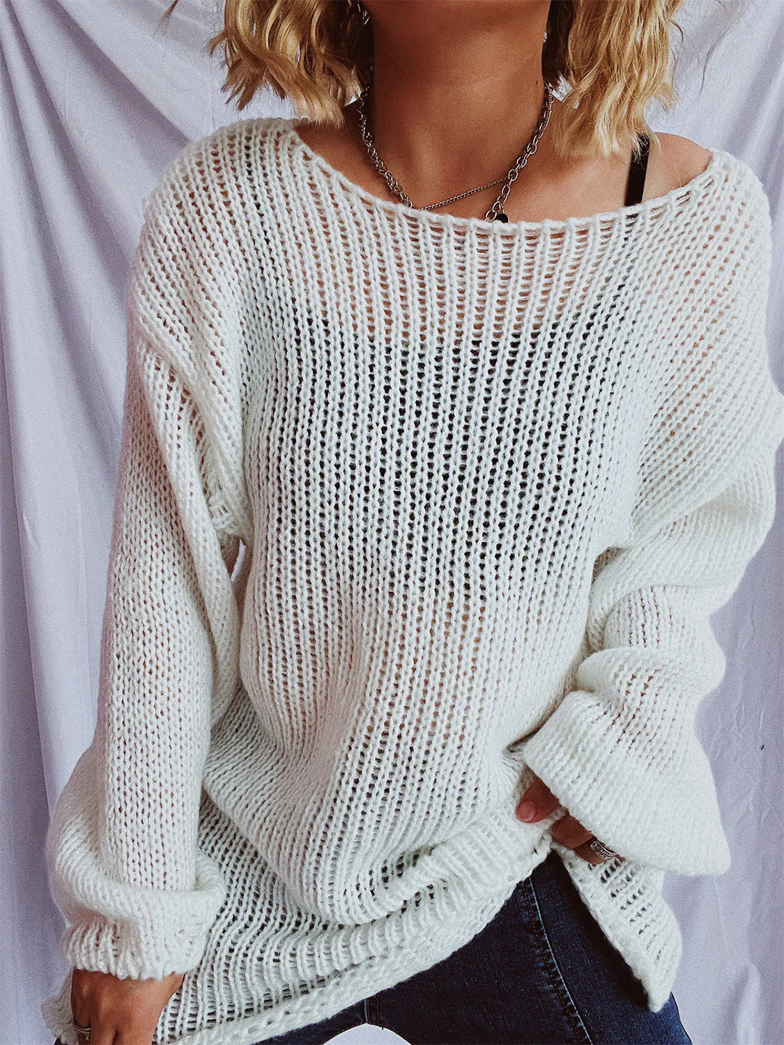 Bernadette | Sweater with a boat neckline and dropped shoulders - Image 3