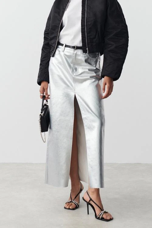 Berta® | Maxi Slit Skirt In Metallic - Image 6