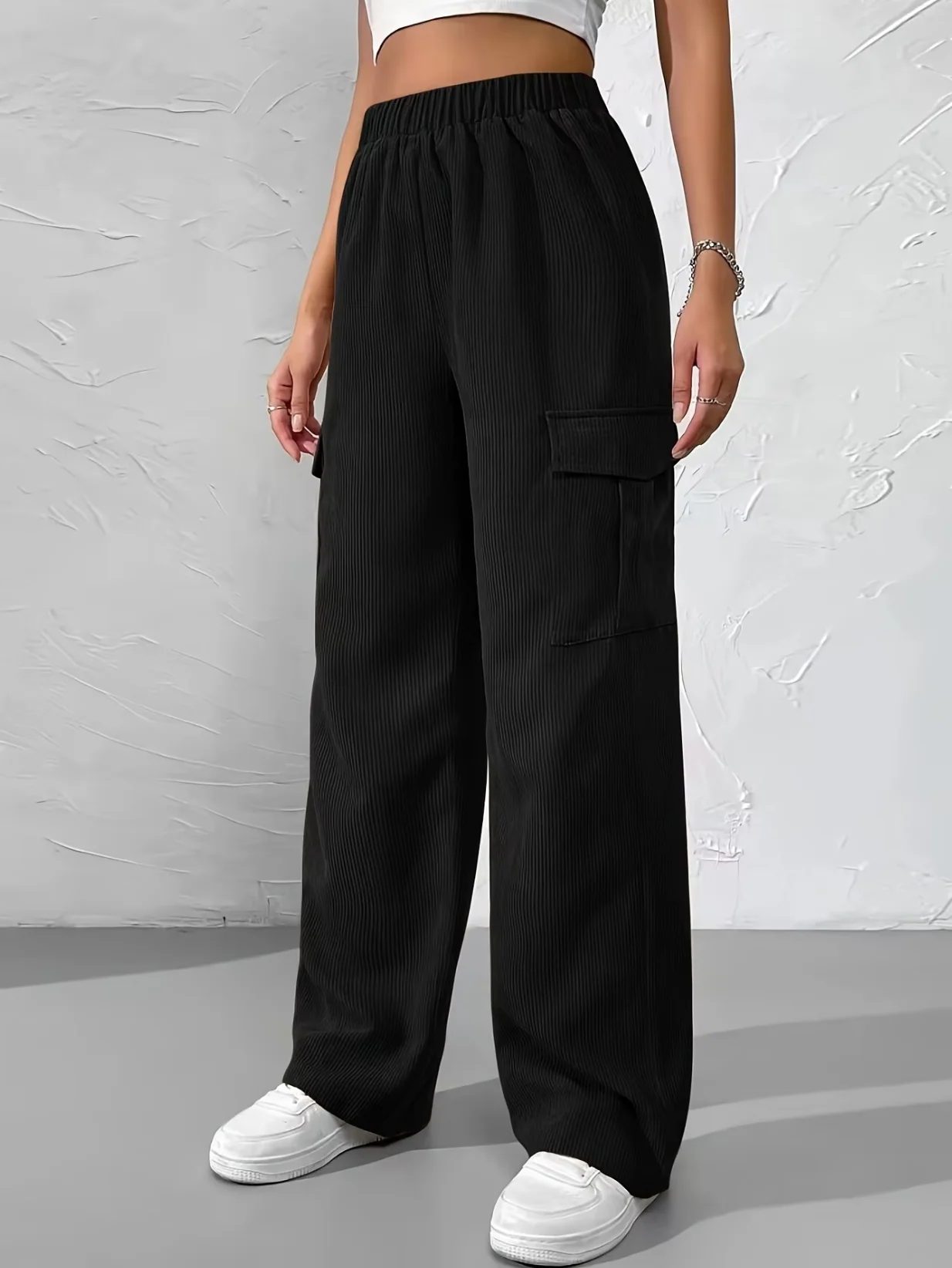 Bertille® | Corduroy Wide Leg Cargo Pants - Image 3