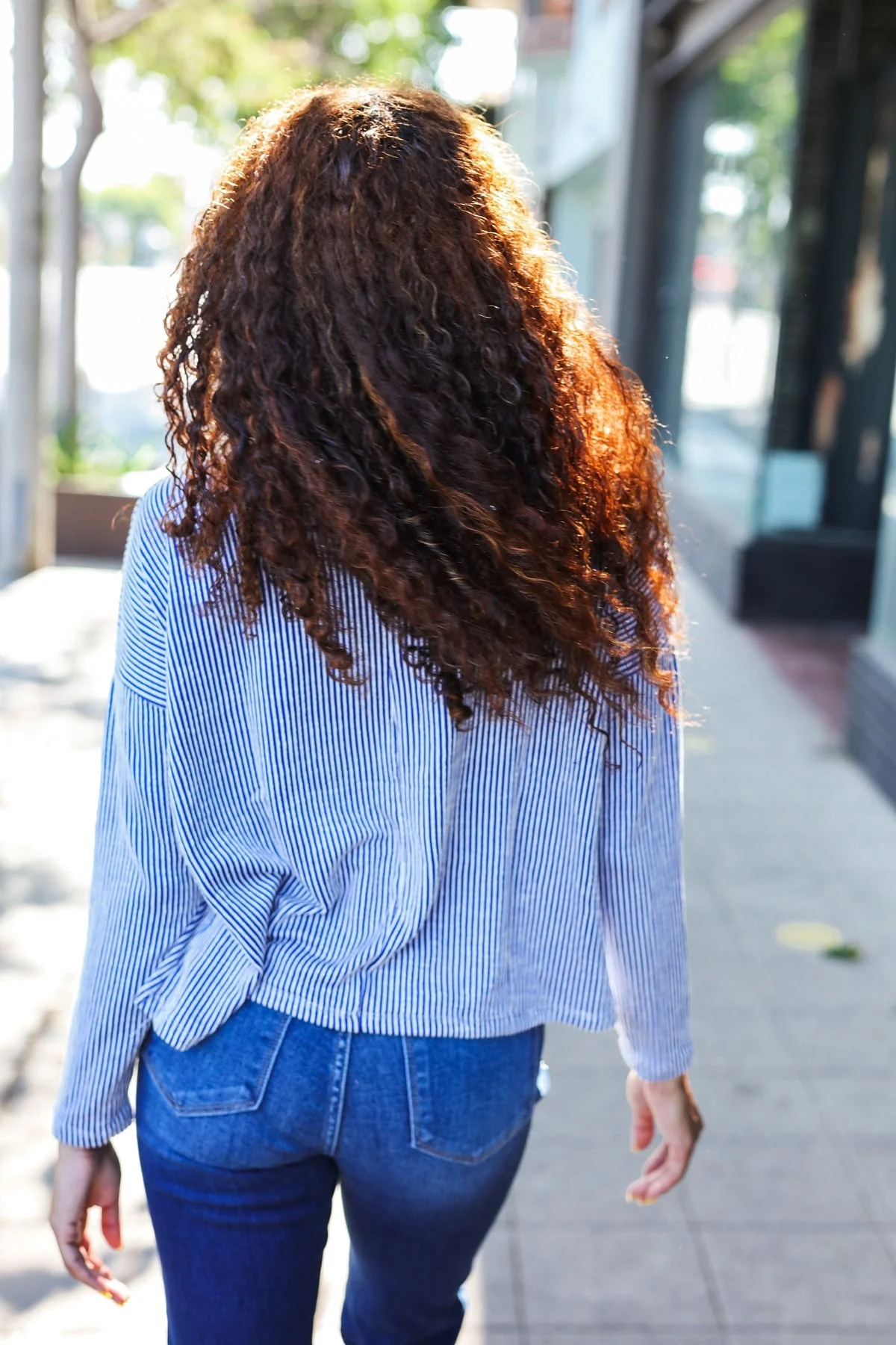 Bettina | Hello beautiful blue ribbed dolman sweater top - Image 3