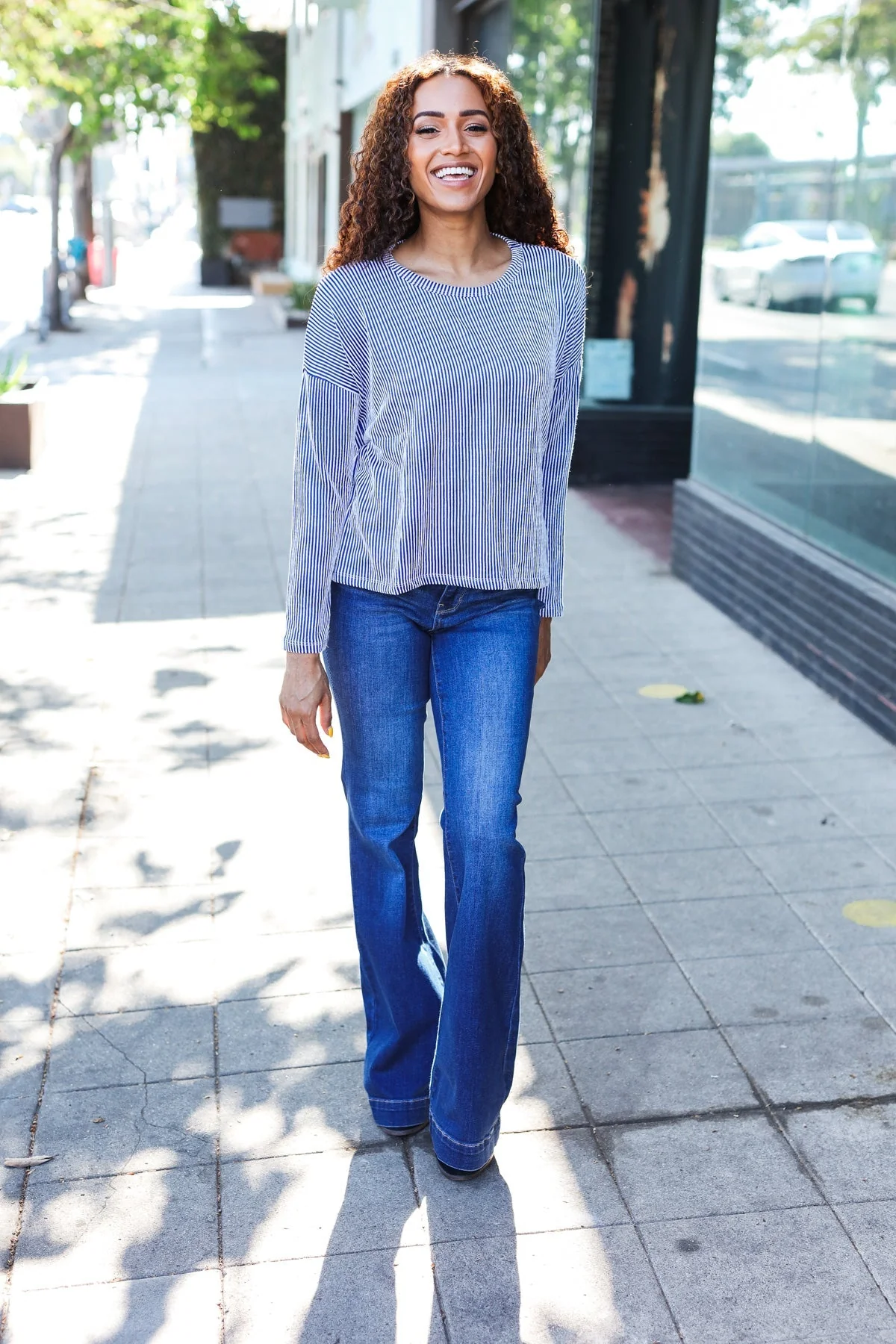 Bettina | Hello beautiful blue ribbed dolman sweater top - Image 9
