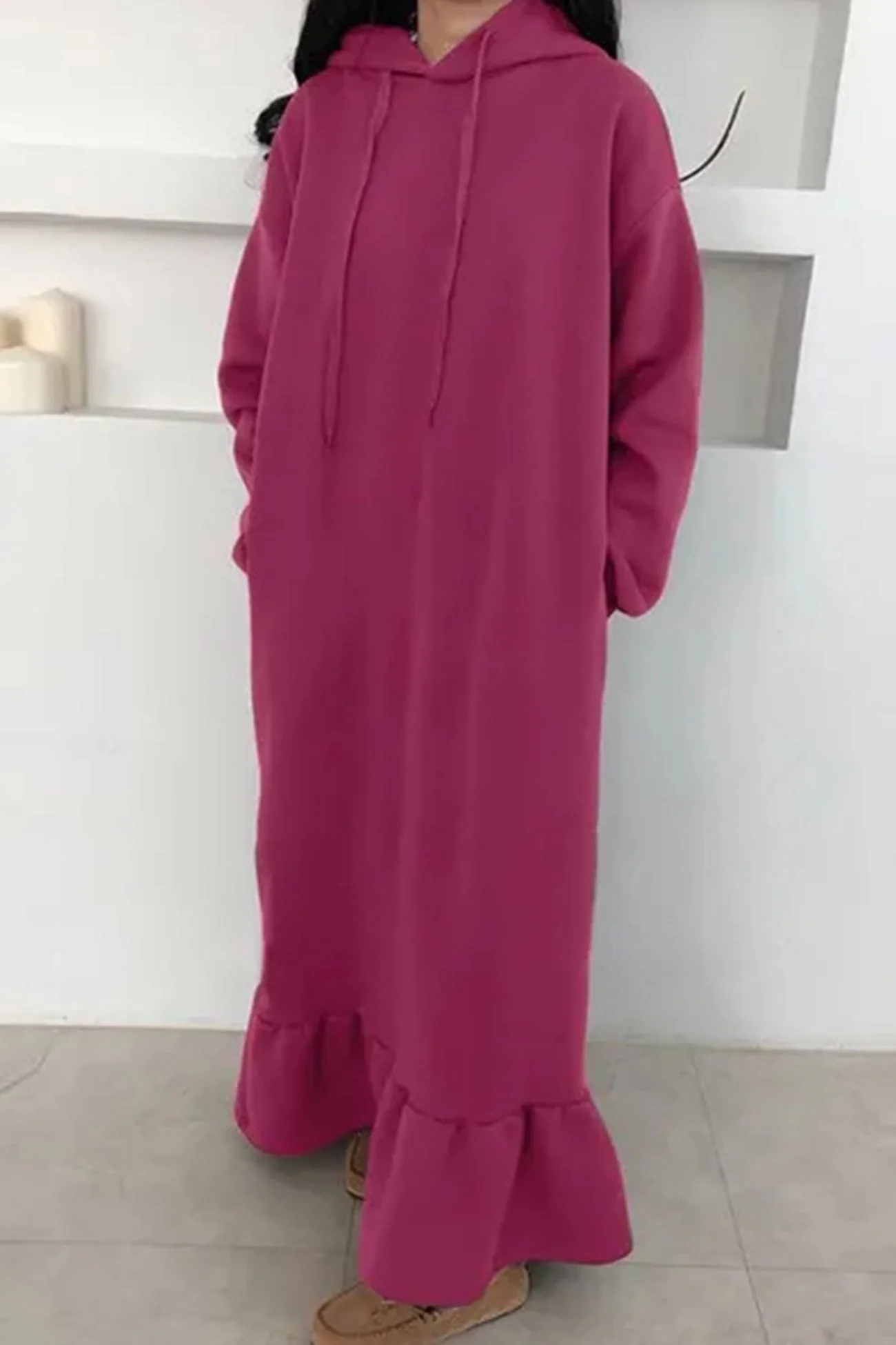 Bettina | Solid fishtail hoodie sweatshirt dress - Image 2