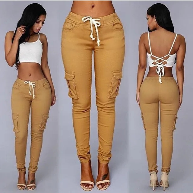 Bevin® | High Waist Cargo Pants With Tie Belt - Image 2