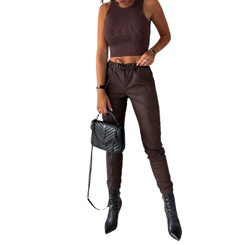 Bianca® | Stylish Pu Leather Cargo Pants - Image 6
