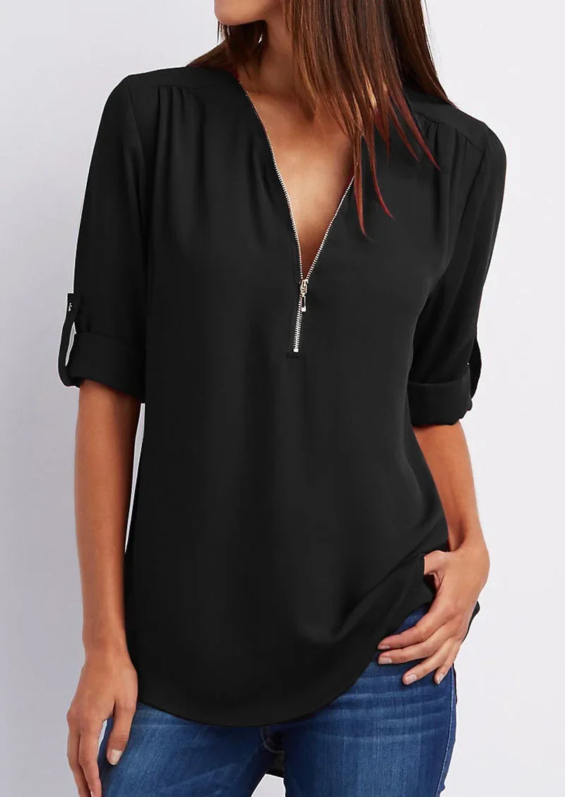 Breanna® | Chiffon Blouse With Zipper - Image 15