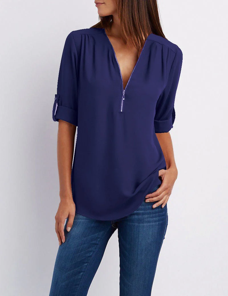 Breanna® | Chiffon Blouse With Zipper - Image 9