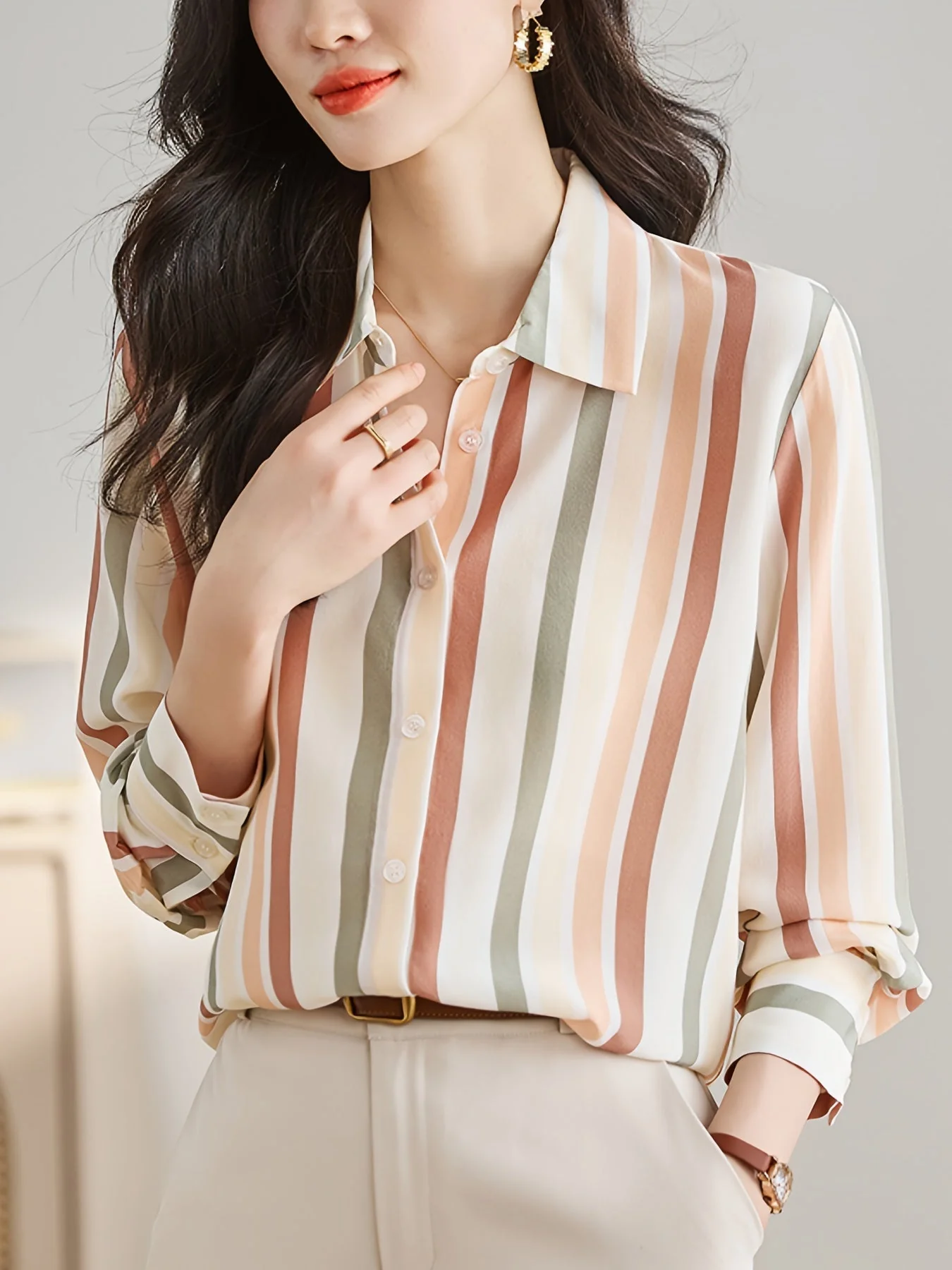 Brelah® | Striped Long Sleeve Blouse For Women - Image 6