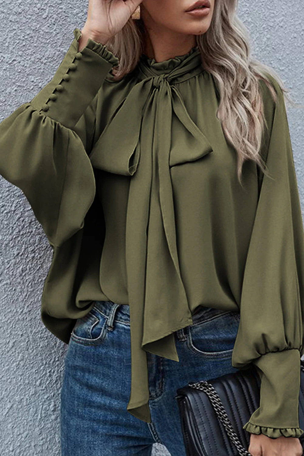 Breyana® | Fringe Tie-Dye Blouse With Episcopal Sleeves - Image 3