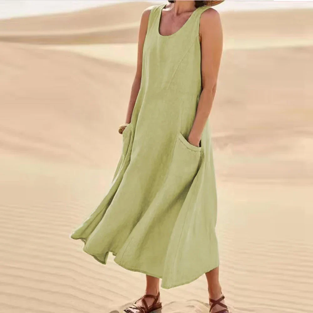 Brianna® | Women'S Long Summer Dress In Cotton Linen With Pockets - Image 3