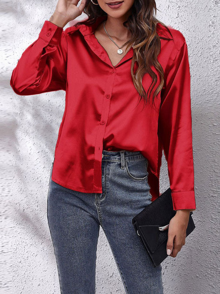 Brissia® | Women'S Satin Blouse, Loose Fit, Button Closure, Silk Sleeves - Image 5