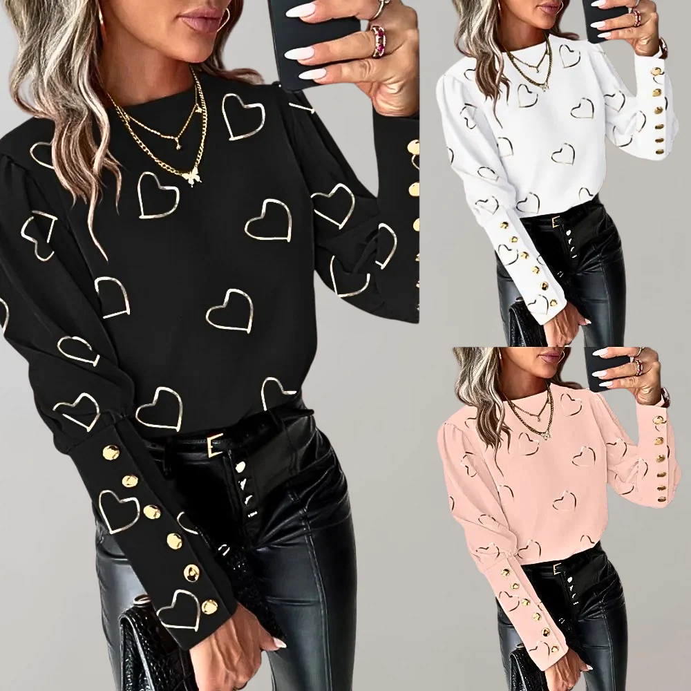 Brittain® | Blouse With Heart Motif And Button Details - Image 2