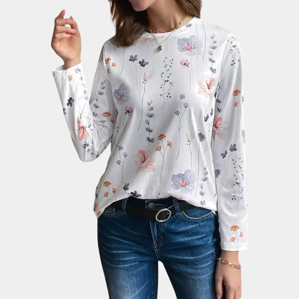 Brittaney® | Women'S Blouse Elegant Floral Print White Suitable For Everyday Use - Image 3