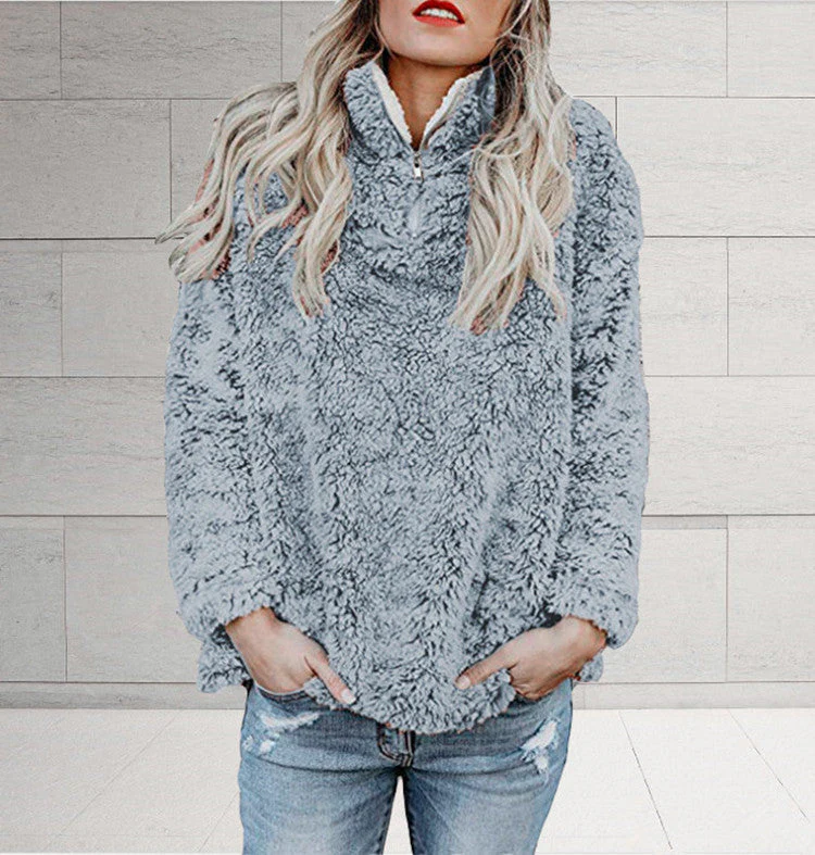 Brittt® | High Neck Long Sleeve Zip Up Blouse - Image 3