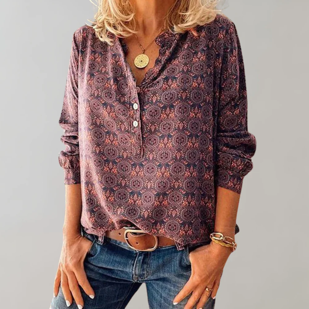 Briva® | Stylish Vintage Women'S Blouse With Beautiful Prints - Image 4