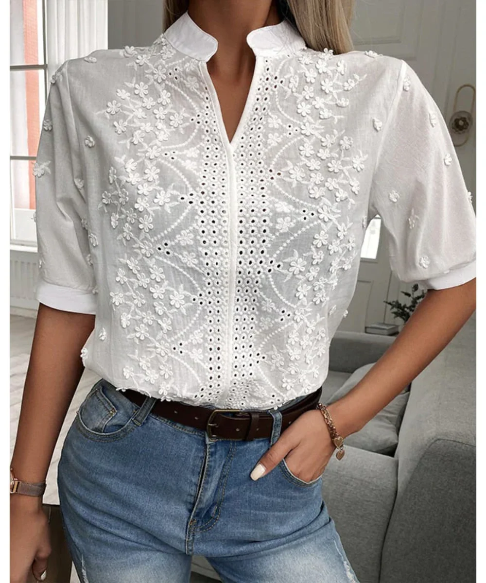 Brousseau® | Women'S White Short Sleeve Blouse Tops - Image 3