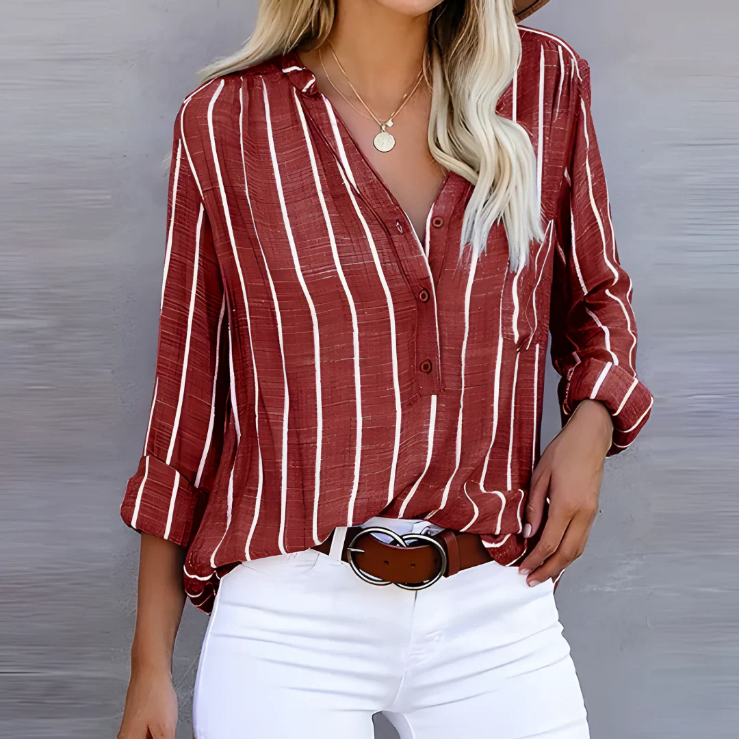 Brovarnik® | Women'S Long-Sleeved Blouse, Striped Shirt - Image 2