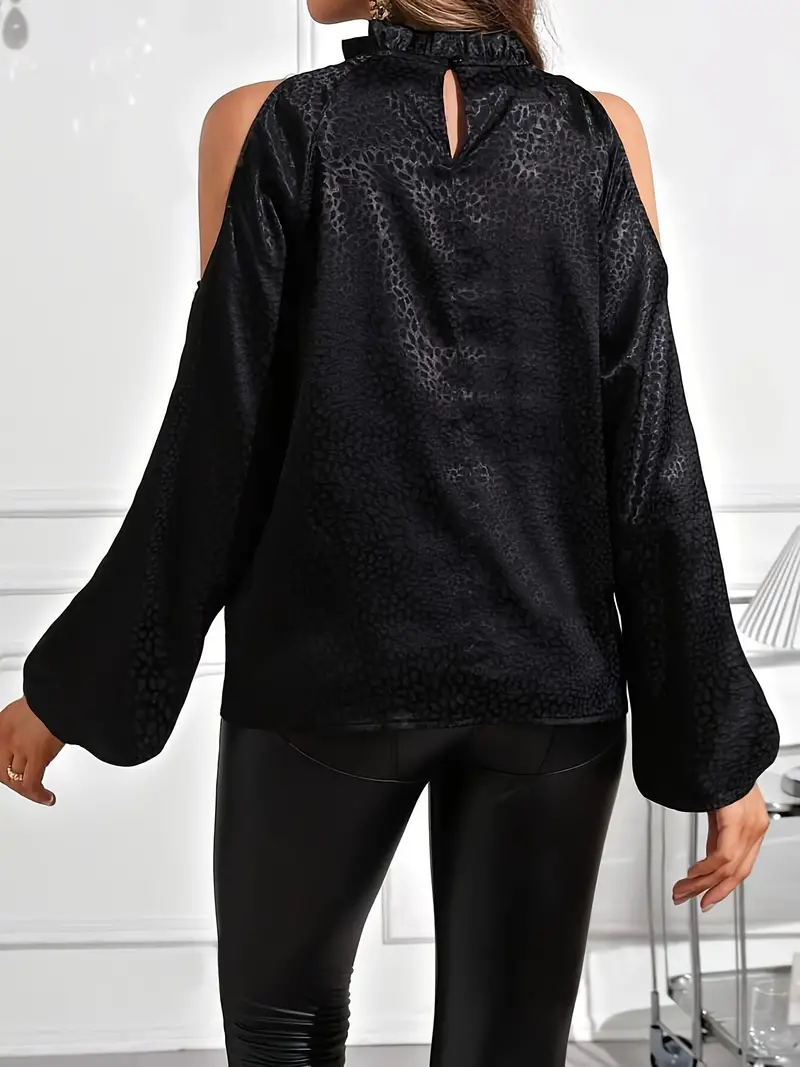 Brownstein® | Lantern Stylish Leopard Print Cold Shoulder Blouse - Image 2
