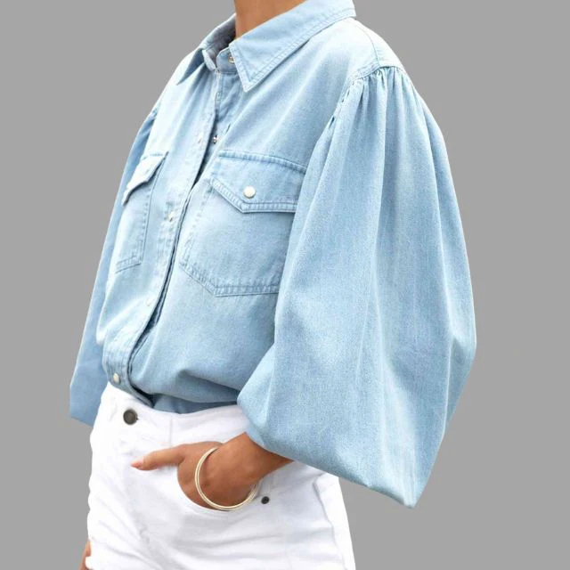 Browse® | Denim Blouse With A Relaxed Fit And Oversized Pockets - Image 2